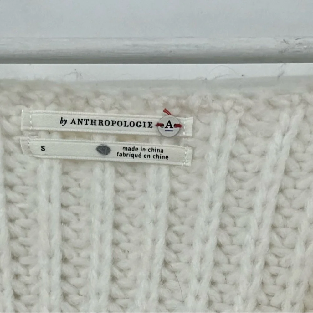 Anthropologie Alpaca Sweater Ramona Sweater Cable Knit V-Neck Sweater Size Small - Picture 9 of 10